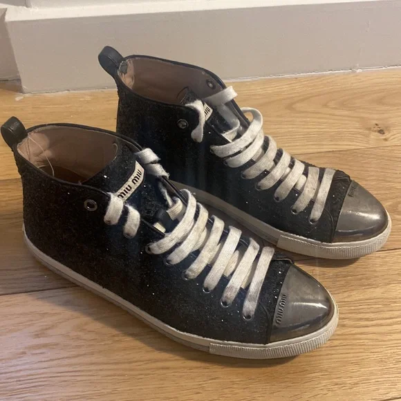 Miu Miu glitter high-top sneakers Size 38.5 - Picture 2 of 6